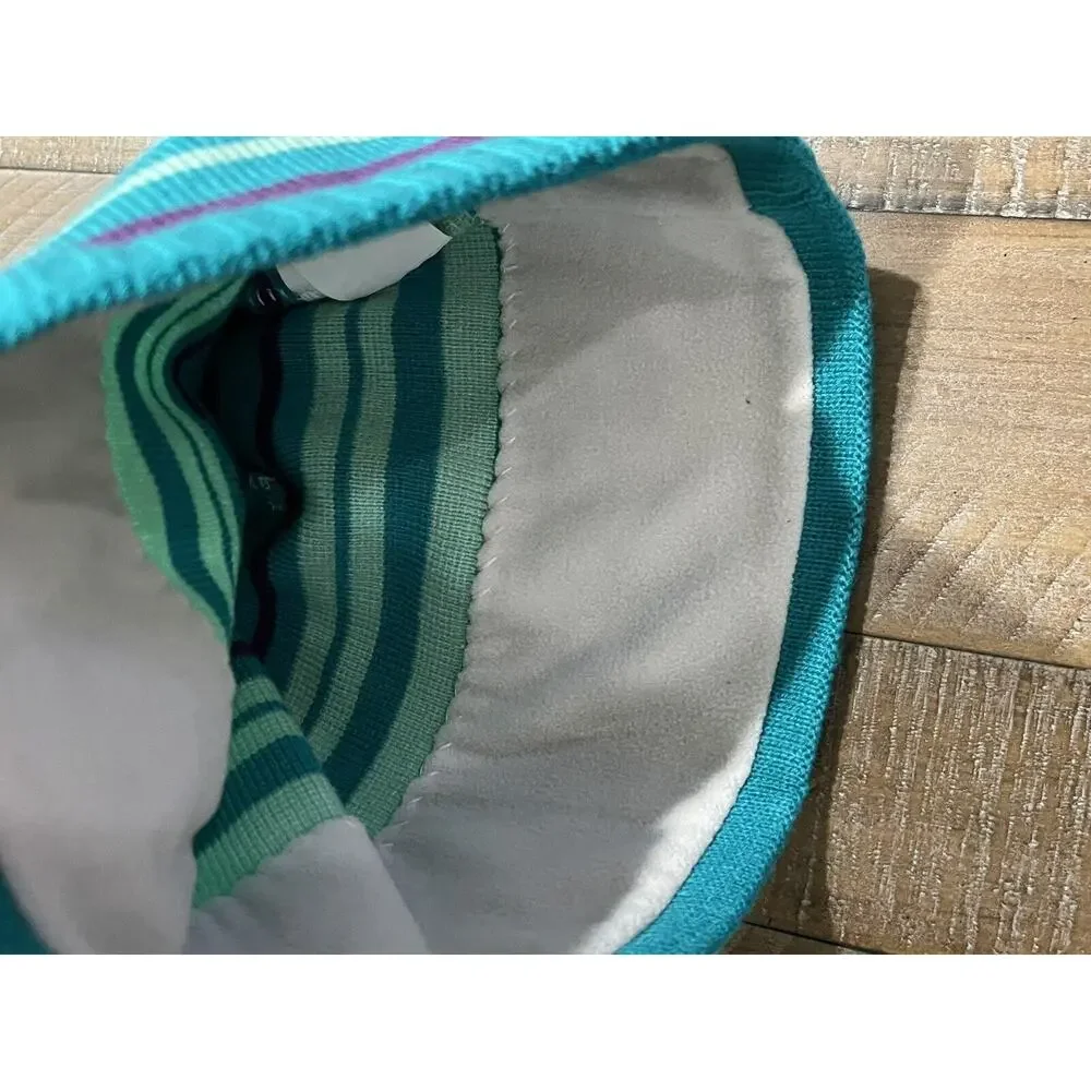 The North Face Youth Medium Winter Beanie Teal Purple Striped YOUTH MEDIUM